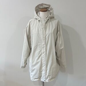 Eddie Bauer Women's plus Cream Hooded trench coat Jacket zip snap front XXL